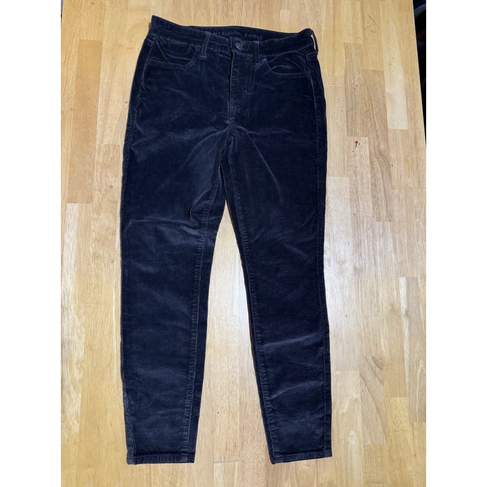 American Eagle Womens 4 Short Black Corduroy Stretch Skinny Pants 28x26
